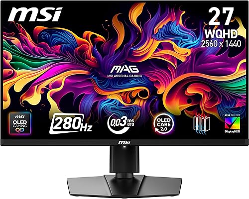 Monitor gaming MSI MAG 271QP QD-OLED de 27 pulgadas WQHD y 280 Hz