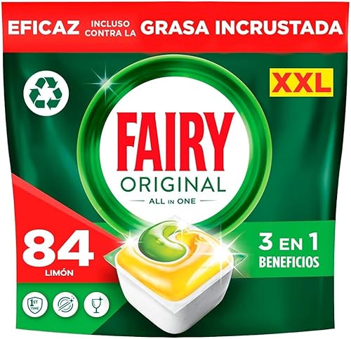 Fairy Original Todo En Uno cápsulas de lavavajillas aroma limón, pack de 71 unidades