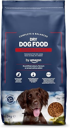 by Amazon alimento seco para perro adulto rico en vacuno con guisantes, 5kg