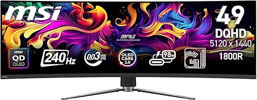 MSI MPG 491CQPX QD-OLED: monitor curvo de 49 pulgadas con 240Hz y tecnología Quantum Dot