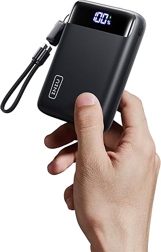 INIU Power Bank 20000mAh 22.5W con cable USB-C integrado y carga rápida PD 3.0