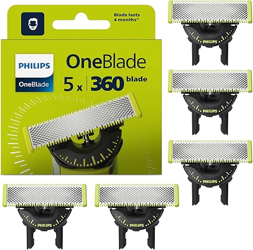 Pack de 5 cuchillas Philips OneBlade Original 360 QP450/50 compatibles con todos los mangos