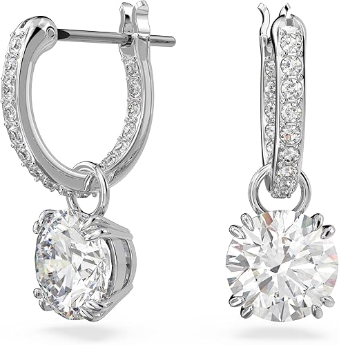 Swarovski Pendientes Constella con talla redonda y baño de rodio en color blanco