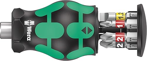 Wera Kraftform Kompakt Stubby 1, juego de destornillador compacto con 6 puntas de acero inoxidable