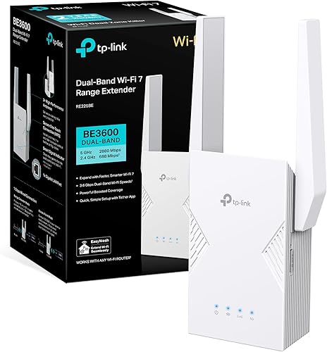 Repetidor tp-link RE225BE Wi-Fi 7 doble banda hasta 3,6 Gbps con puerto gigabit LAN