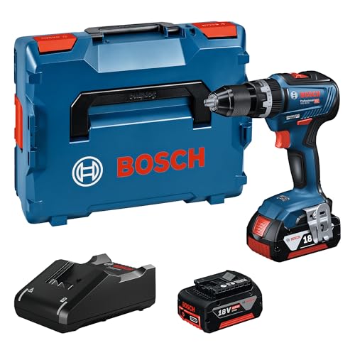Bosch Professional 18V System GSB 18V-55 taladro percutor brushless con 2 baterías 4.0 Ah y maletín L-BOXX
