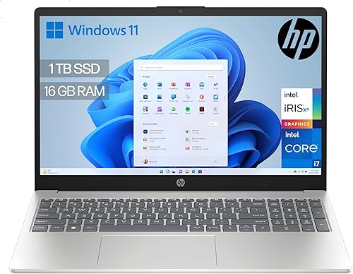 hp ordenador portátil de 15.6" fhd con intel core i7-1335u, 16gb ram y 1000gb ssd en color plata