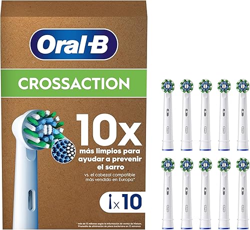 Oral-B Pro CrossAction Cabezales de recambio originales, pack de 10 unidades con indicador de uso