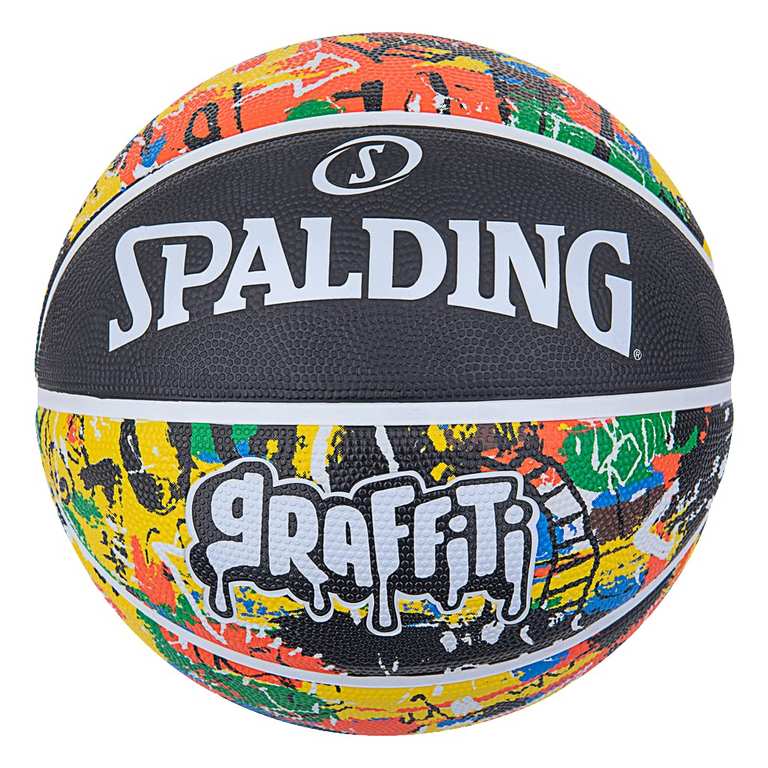 Balón de baloncesto Spalding Rainbow Graffiti Sz7 con diseño colorido y goma duradera