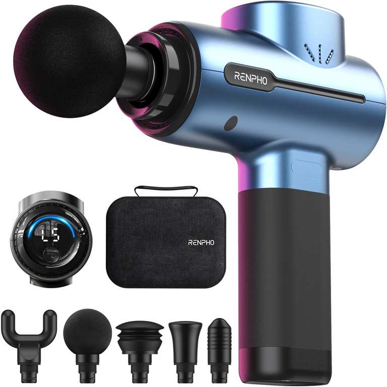 Renpho Active RP-GM171 pistola de masaje con 5 velocidades y 5 cabezales intercambiables