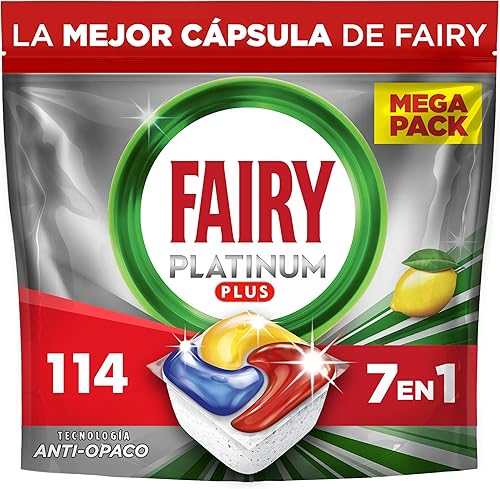 Fairy Platinum Plus Limón cápsulas lavavajillas todo en uno 114 unidades