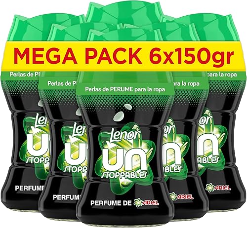 Lenor UNstoppables Perlas de perfume para la ropa, 74 lavados (6 x 150g) con fragancia Ariel